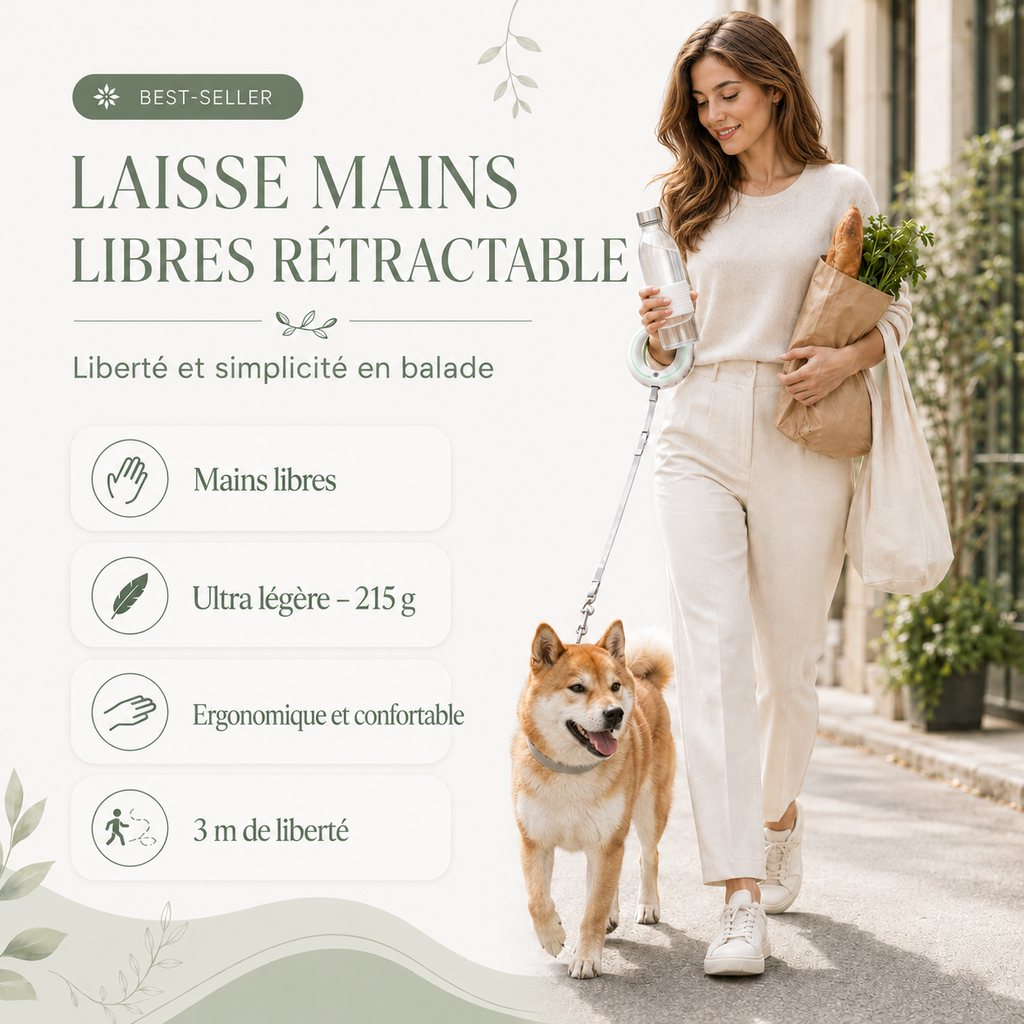 Laisse rétractable chien 3 m légère et compacte Pets Secrets