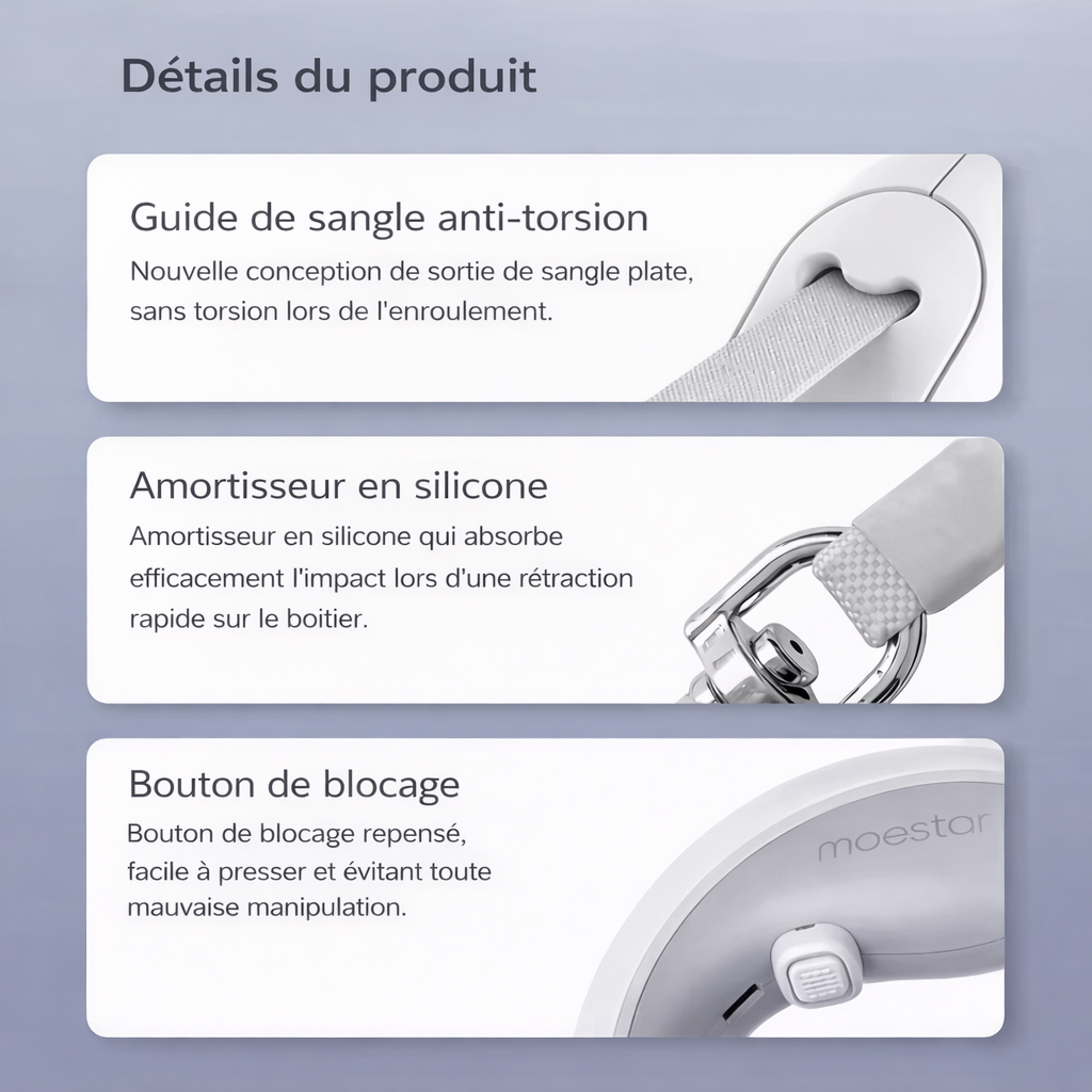 Laisse rétractable mains libres pour chien  – 3 mètres de liberté et de contrôle