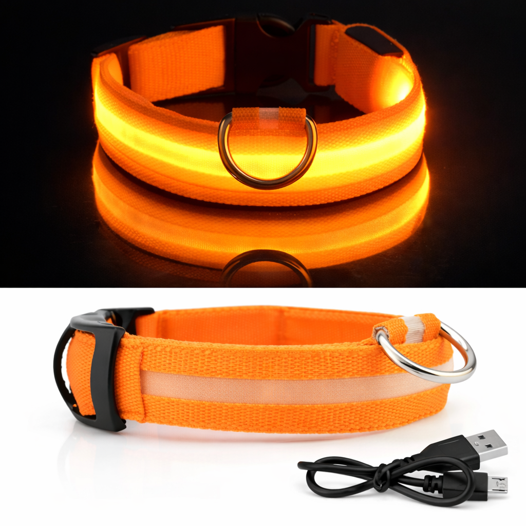 Collier LED Lumineux Pour Chien | Sécurité et visibilité la nuit