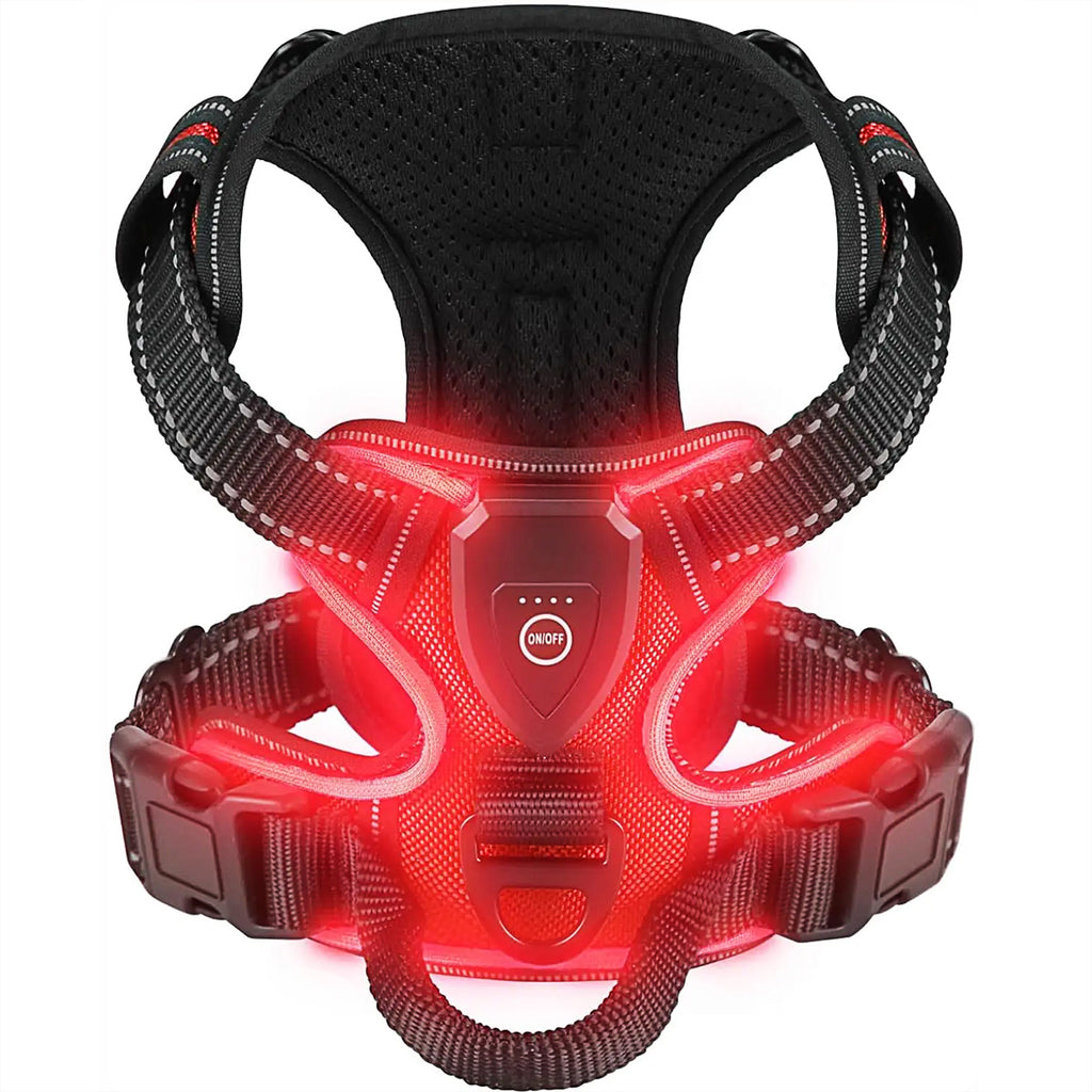 Harnais Chien Led Antitraction Rouge
