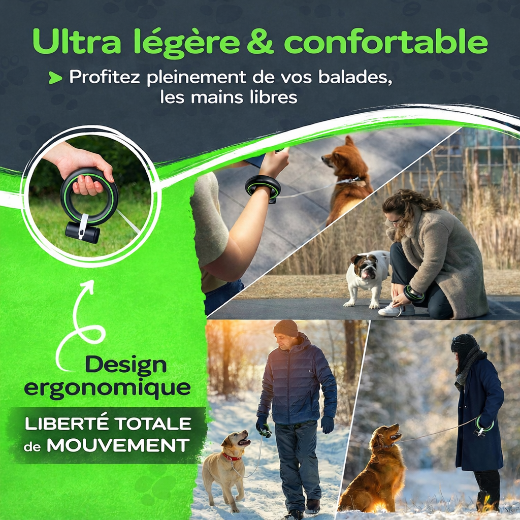 Laisse Rétractable Mains Libres Pour Chien  – 3 mètres de liberté et de contrôle