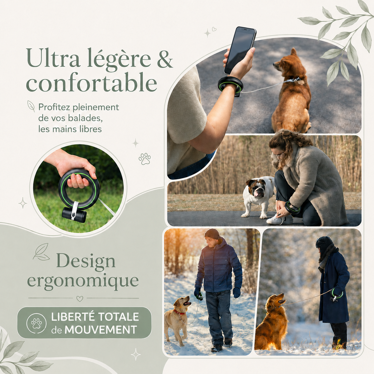 Laisse Rétractable Mains Libres Pour Chien  – 3 mètres de liberté sous contrôle