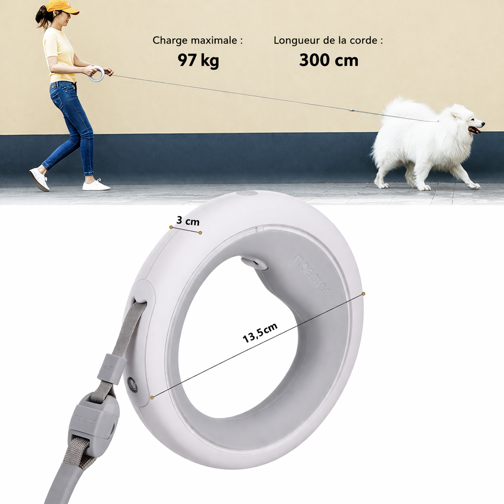 Laisse Rétractable Mains Libres Pour Chien  – 3 mètres de liberté et de contrôle